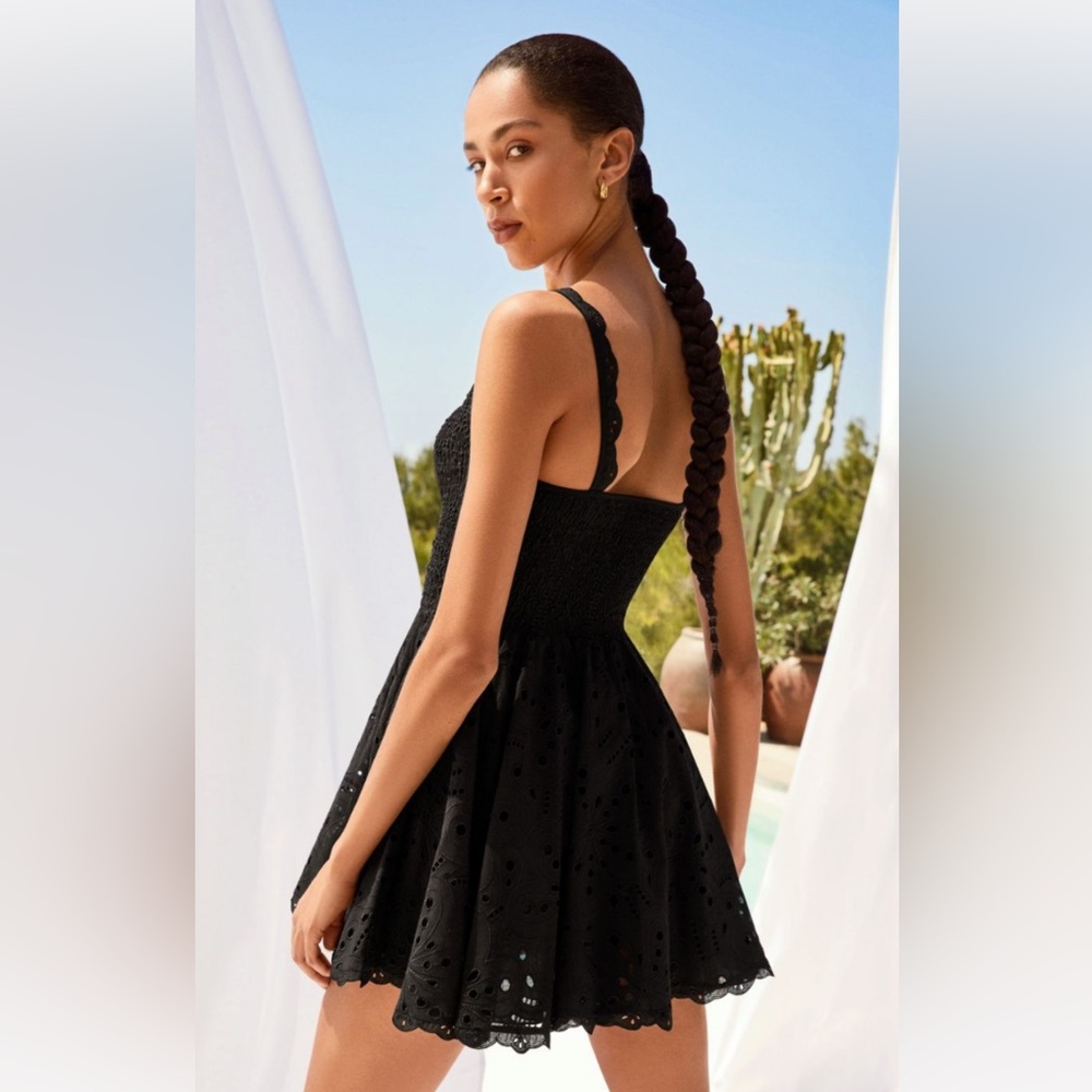 Zara Black Embroidered Dress 100% Cotton